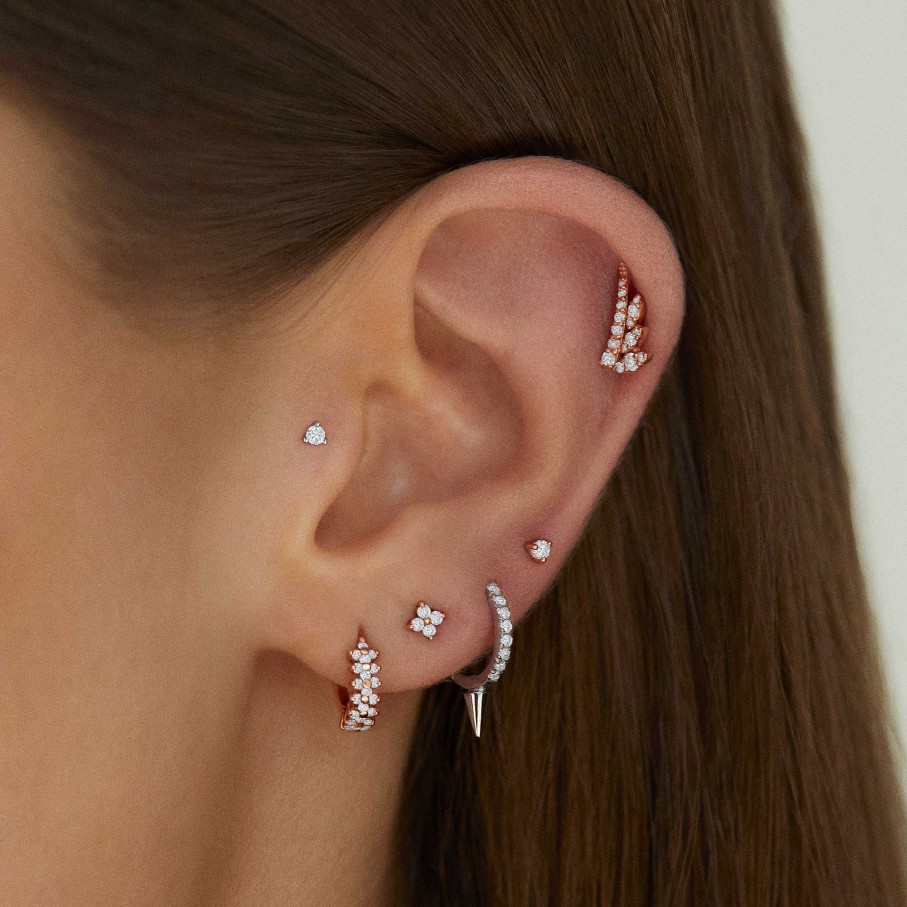 Pendientes Mumit | Pendientes Leaf Diamonds En Oro Rosa De 18 Kt