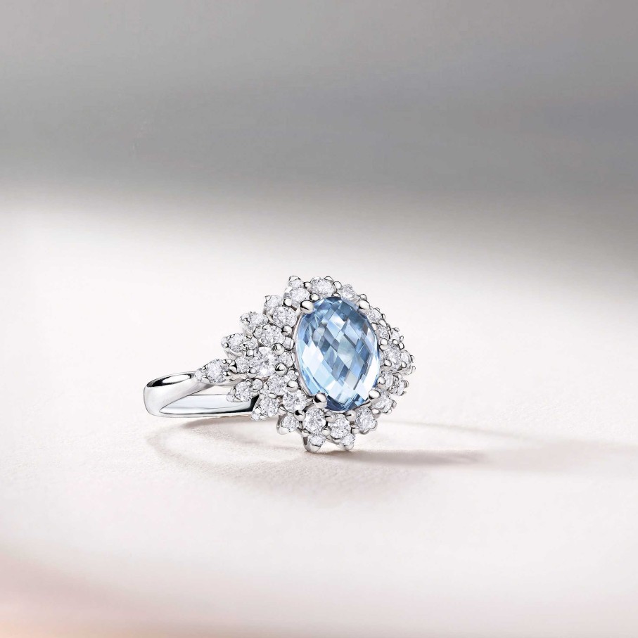 Sortijas Mumit | Sortija Blue Jay De Aguamarina Y Diamantes En Oro Blanco De 18 Kt