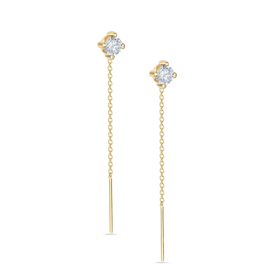 Pendientes Mumit | Pendientes Catena De Topacios Blancos En Oro Amarillo De 18 Kt