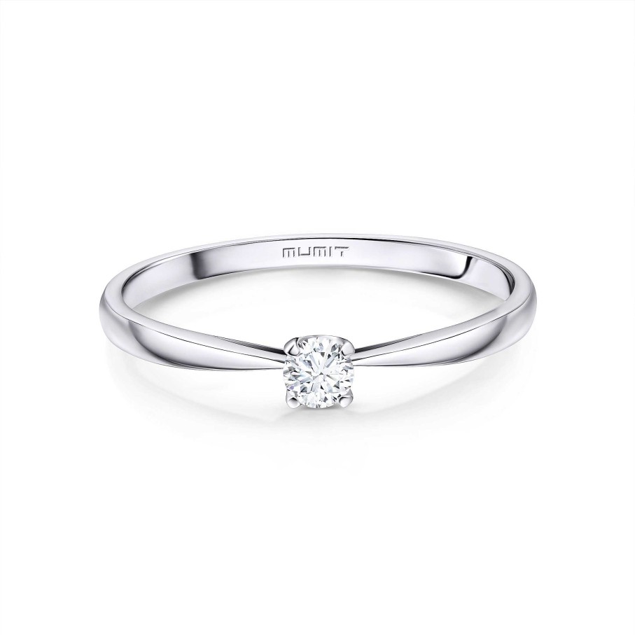 Anillos De Compromiso Mumit | Solitario Always De Diamante 0,10 Cts. En Oro Blanco De 18 Kt