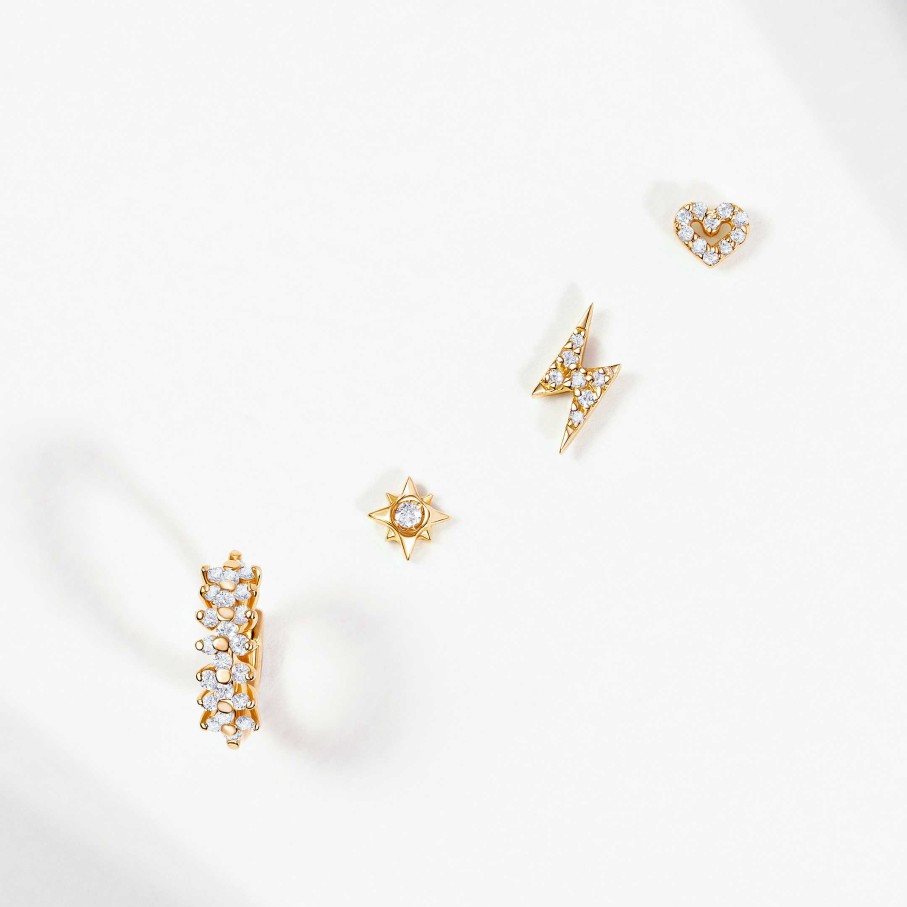 Piercings Mumit | Pendiente Piercing Cross De Diamantes En Oro Amarillo De 18 Kt