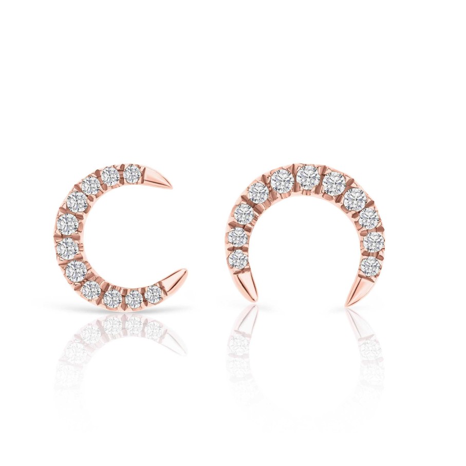 Pendientes Mumit | Pendientes Luna Moon Diamonds En Oro Rosa De 18 Kt