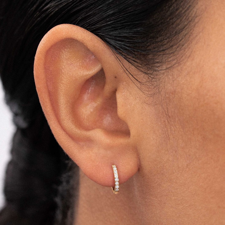 Piercings Mumit | Pendiente Piercing Petite Diamonds Aro En Oro Amarillo De 18 Kt