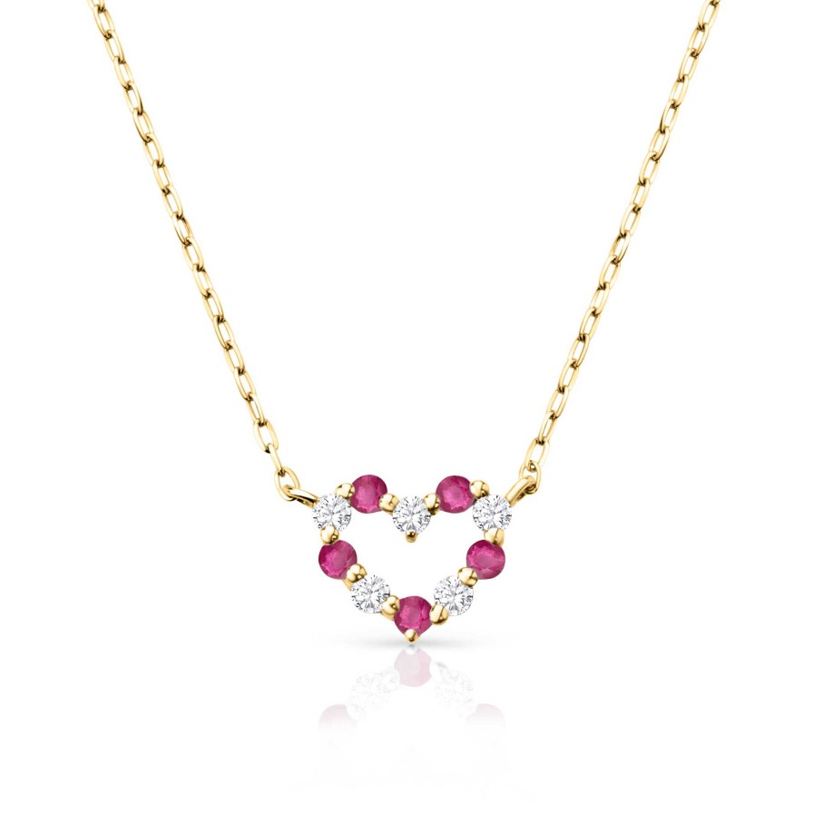 Collares Y Colgantes Mumit | Gargantilla Petite Diamonds Heart Love Edition En Oro Amarillo De 18 Kt