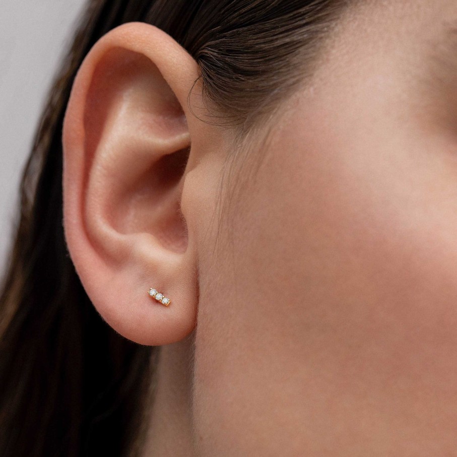 Piercings Mumit | Pendiente Piercing Line Diamonds En Oro Amarillo De 18 Kt