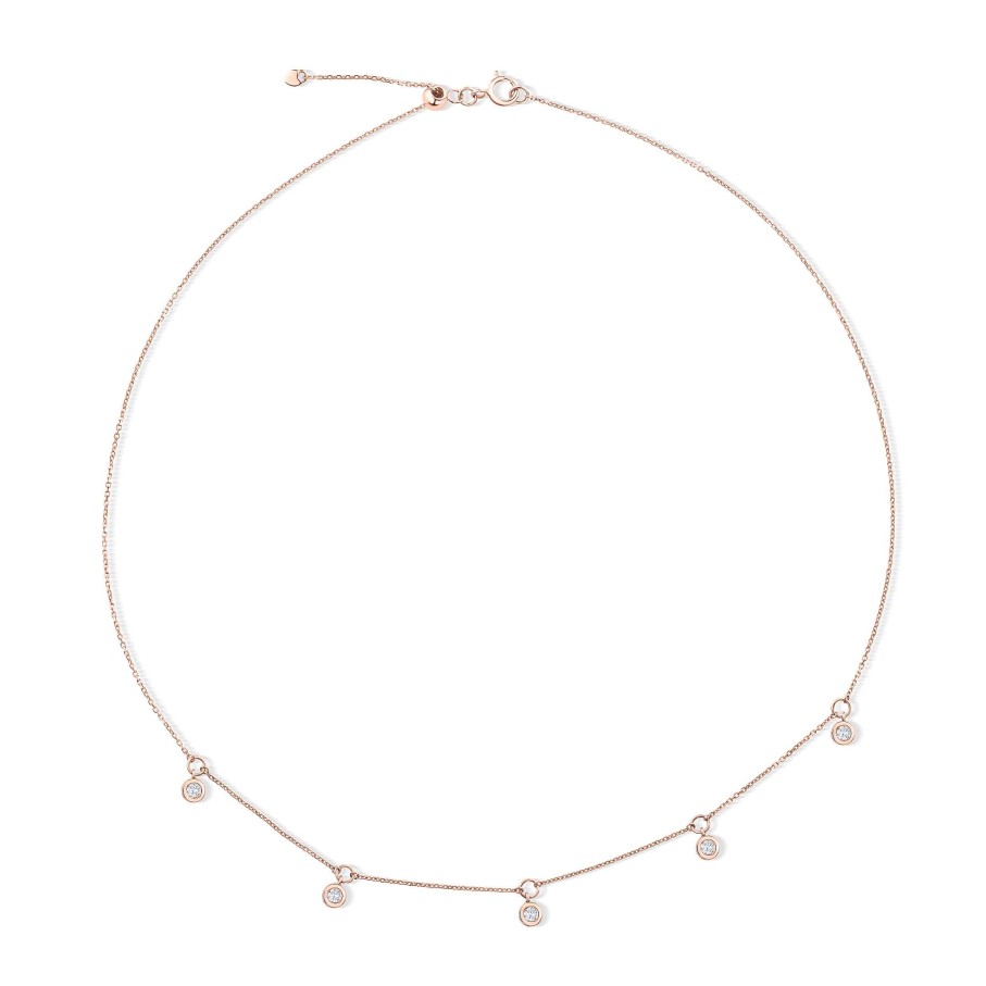 Collares Y Colgantes Mumit | Choker Chatones De Diamantes En Oro Rosa De 18 Kt