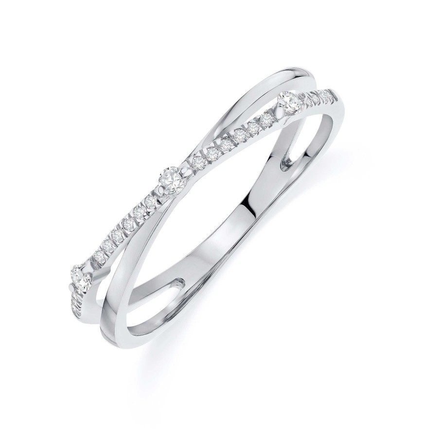 Sortijas Mumit | Sortija Doble Sweet Diamonds En Oro Blanco De 18 Kt