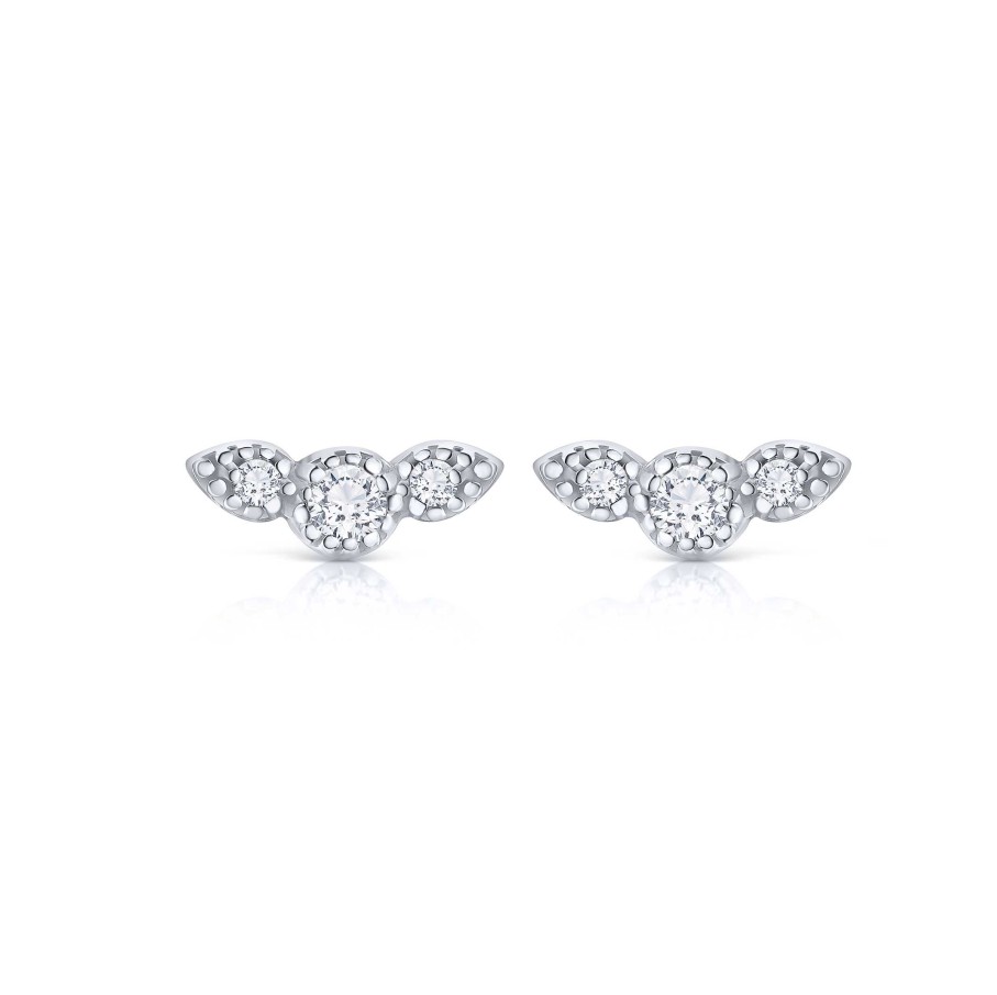 Pendientes Mumit | Pendientes Milgrain Wings De Diamantes En Oro Blanco De 18 Kt