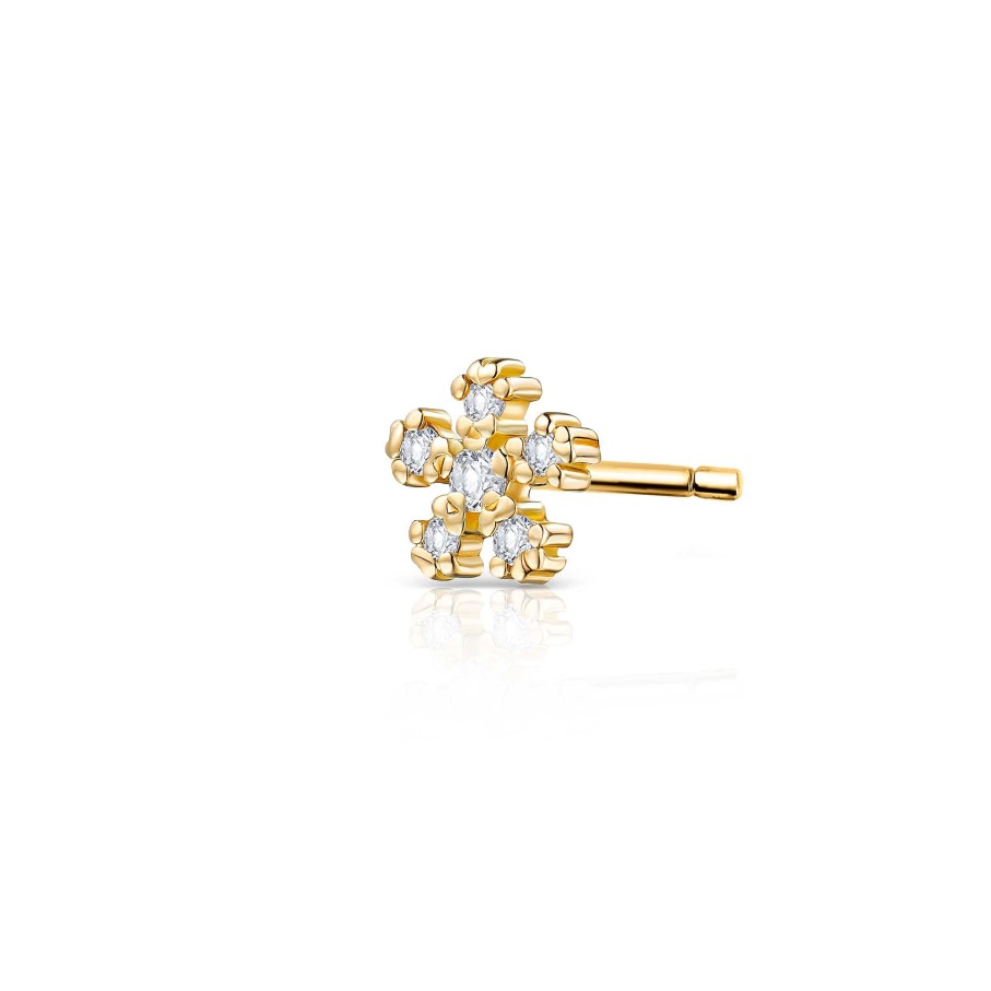 Piercings Mumit | Pendiente Piercing Star Petals De Diamantes En Oro Amarillo De 18 Kt