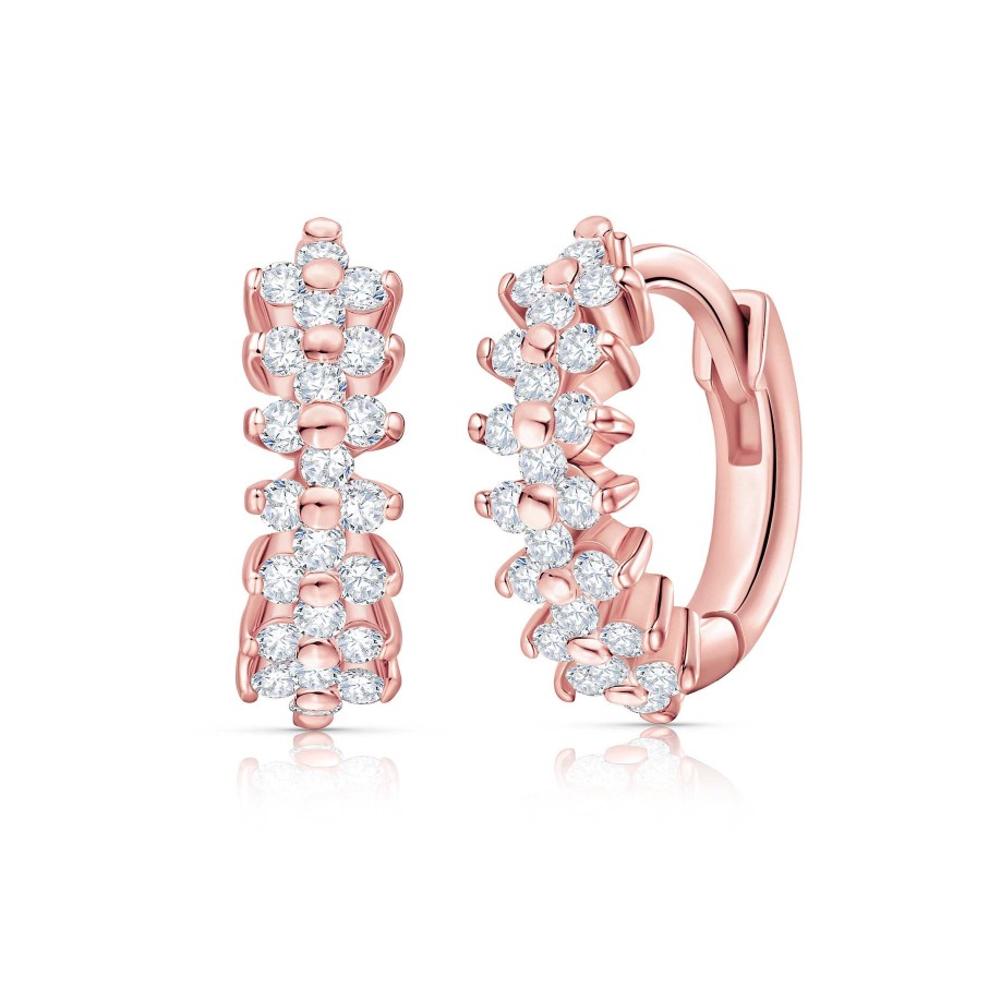 Pendientes Mumit | Pendientes Cross De Diamantes En Oro Rosa De 18 Kt