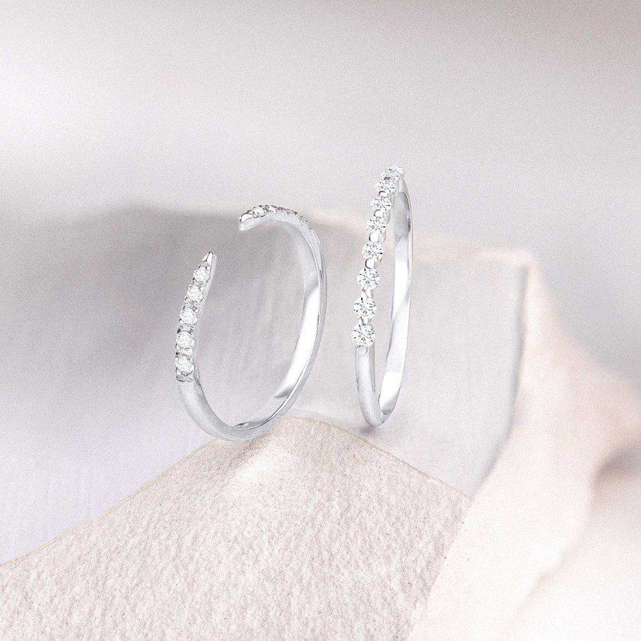 Sortijas Mumit | Sortija Cuff Diamonds En Oro Blanco De 18 Kt