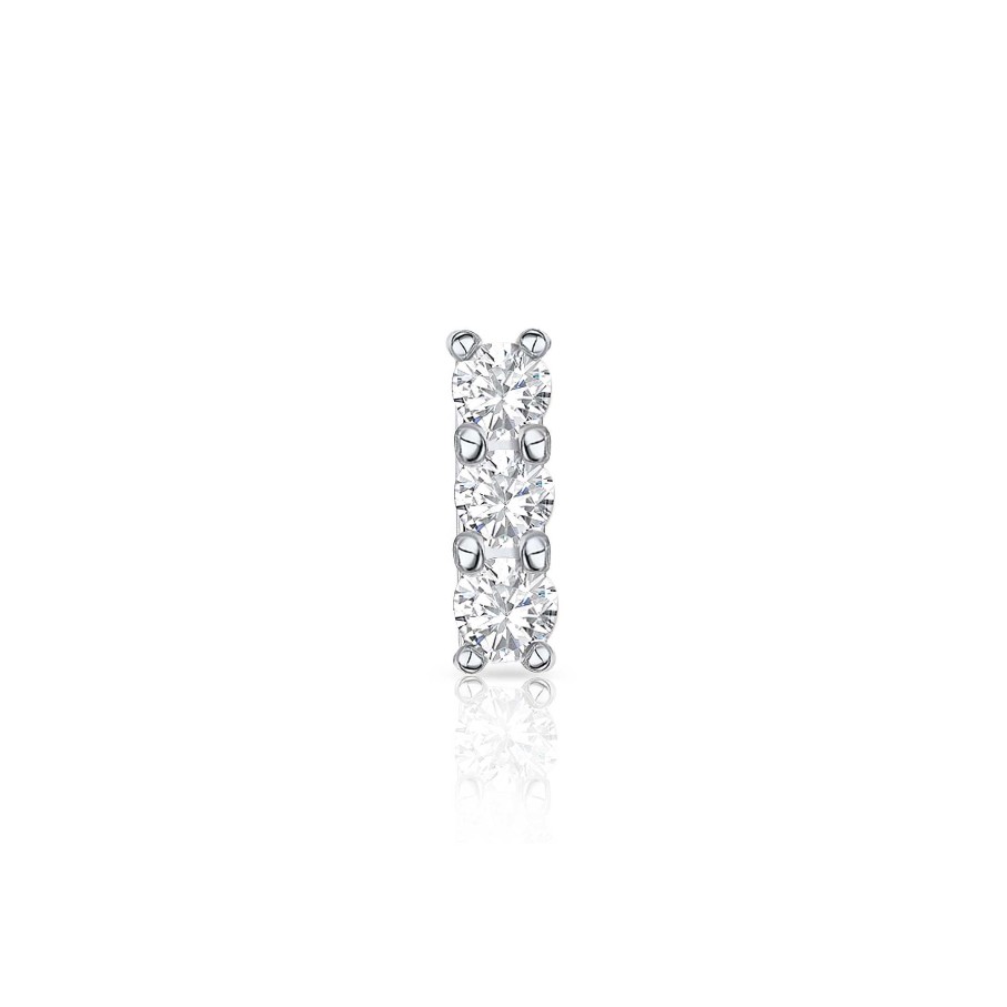 Piercings Mumit | Pendiente Piercing Line Diamonds En Oro Blanco De 18 Kt