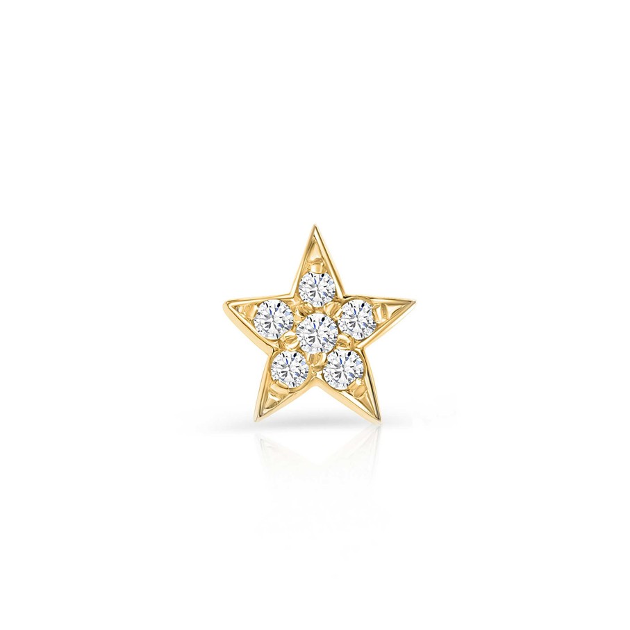 Piercings Mumit | Pendiente Piercing Estrella Moon Diamonds En Oro Amarillo De 18 Kt