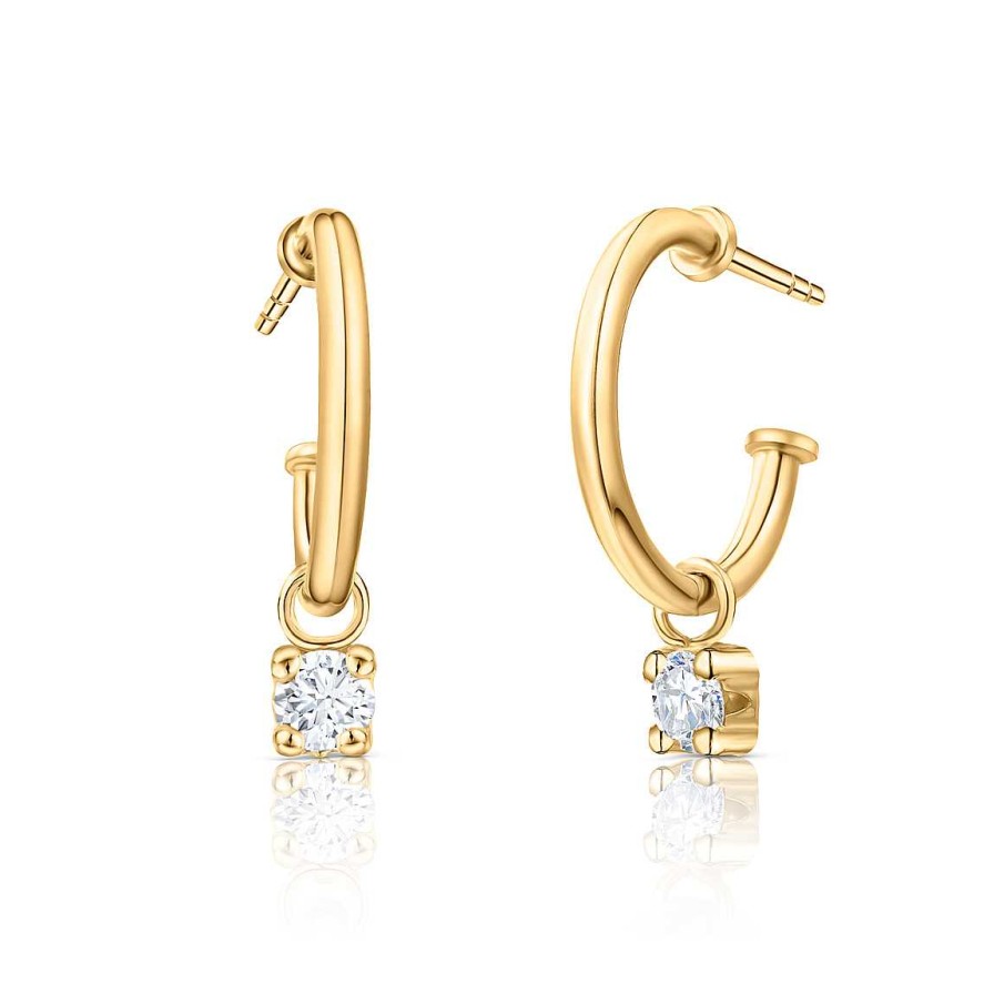 Pendientes Mumit | Pendientes Medio Aro Dot Diamonds En Oro Amarillo De 18 Kt