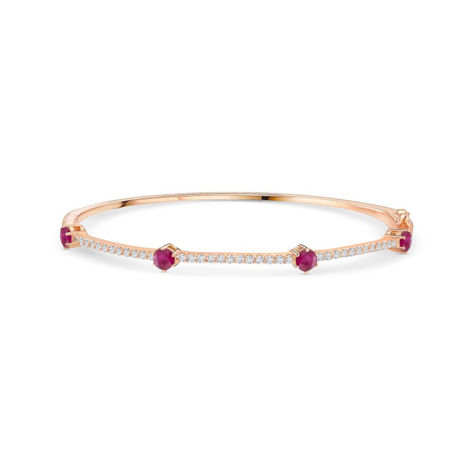 Pulseras Mumit | Pulsera Nina De Rub Es Y Diamantes En Oro Rosa De 18 Kt