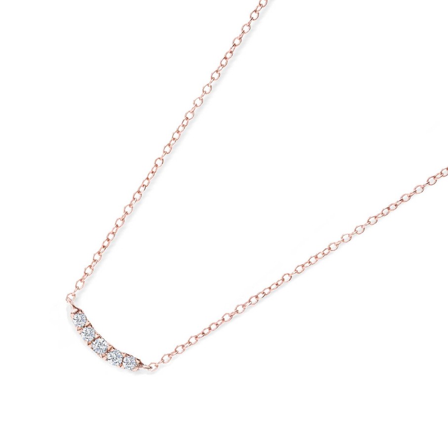 Collares Y Colgantes Mumit | Gargantilla Petite Diamonds Curve En Oro Rosa De 18 Kt