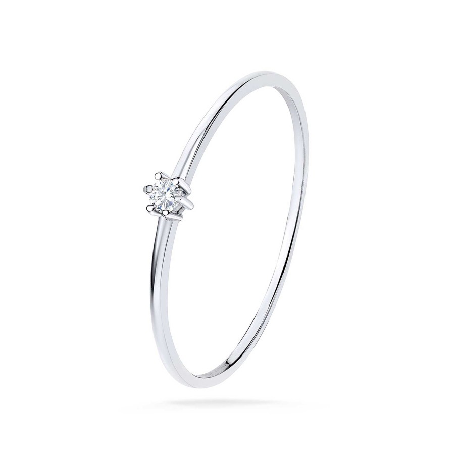 Sortijas Mumit | Solitario Petite Diamonds En Oro Blanco De 18 Kt