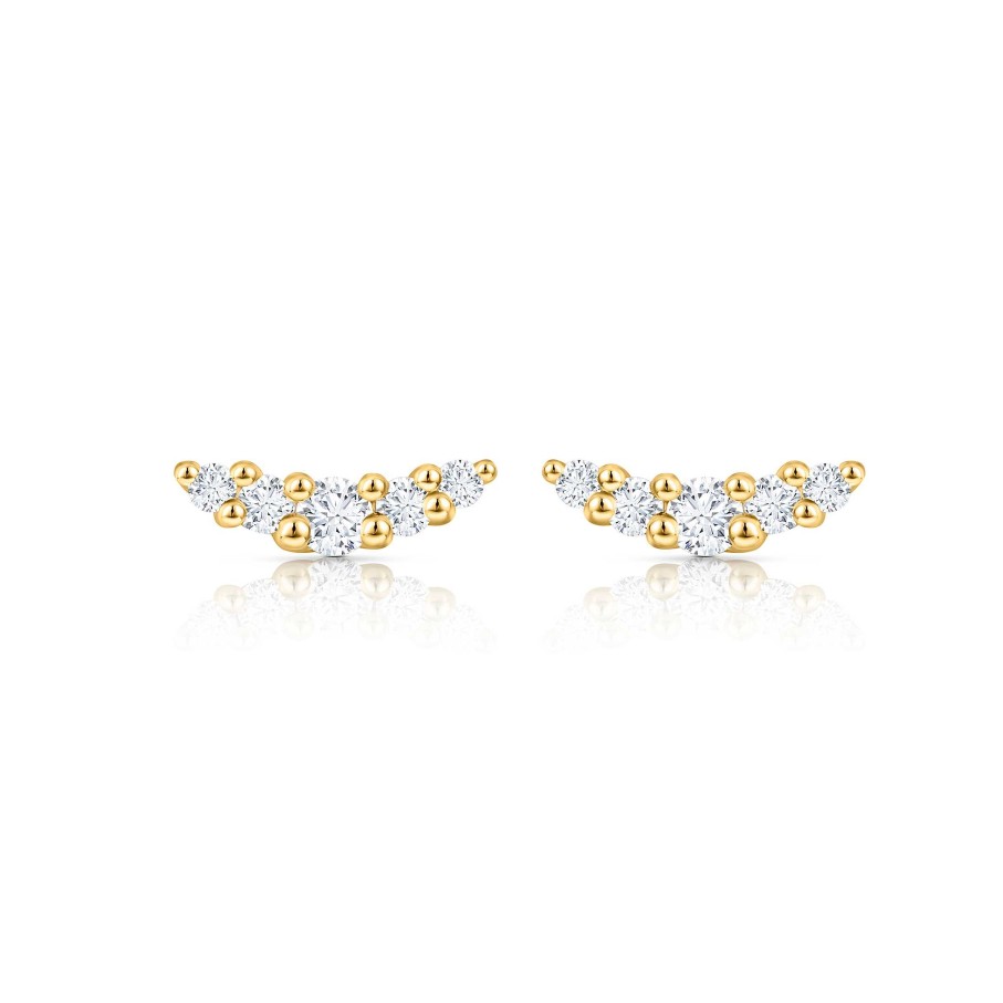 Pendientes Mumit | Pendientes Petite Diamonds Wave En Oro Amarillo De 18 Kt