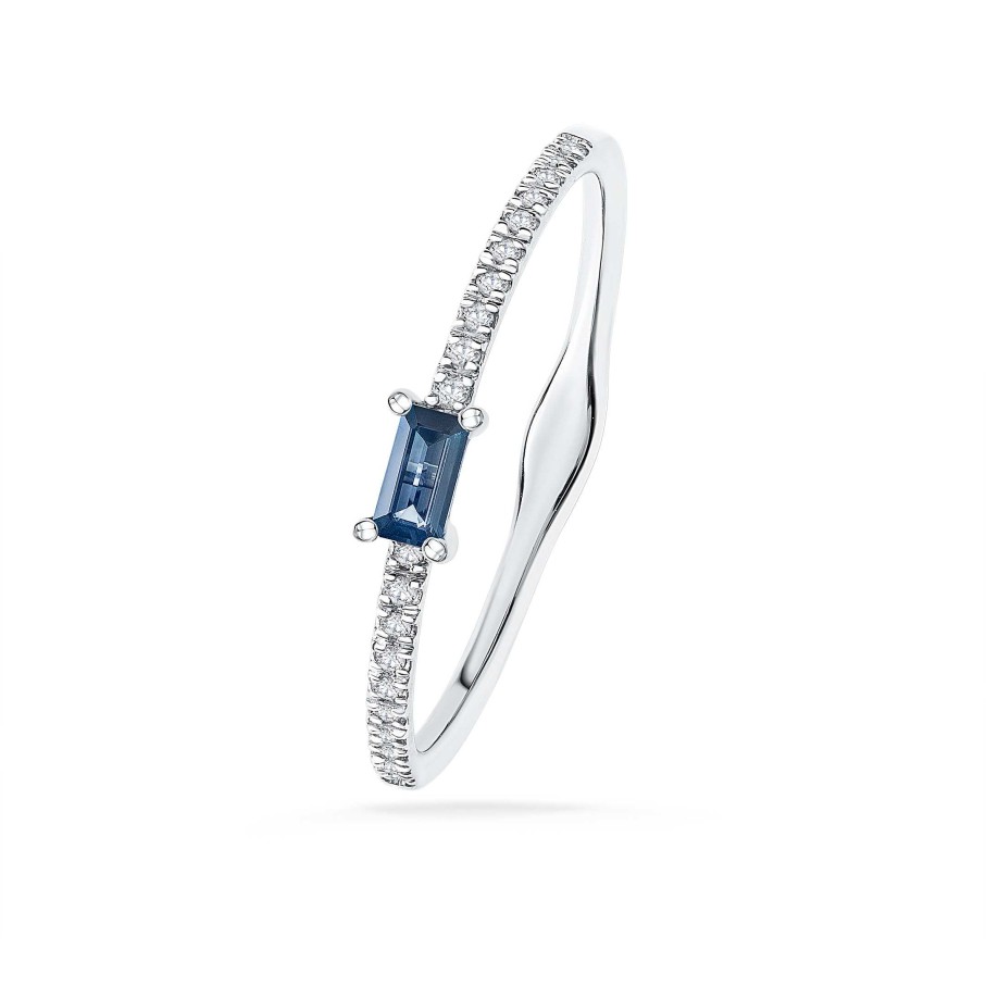 Sortijas Mumit | Sortija Petite Diamonds Ocean De Zafiro Y Diamantes En Oro Blanco De 18 Kt