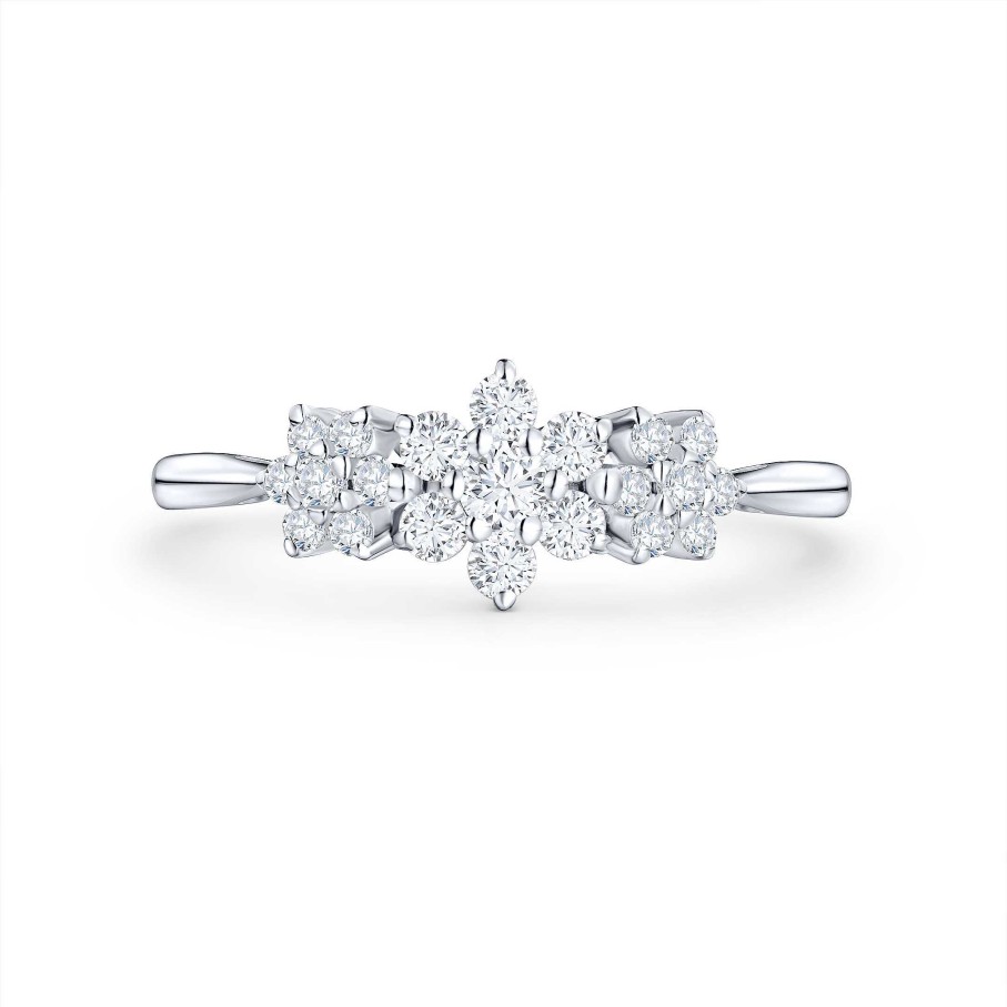 Sortijas Mumit | Sortija Rosette Trilogy De Diamantes En Oro Blanco De 18 Kt