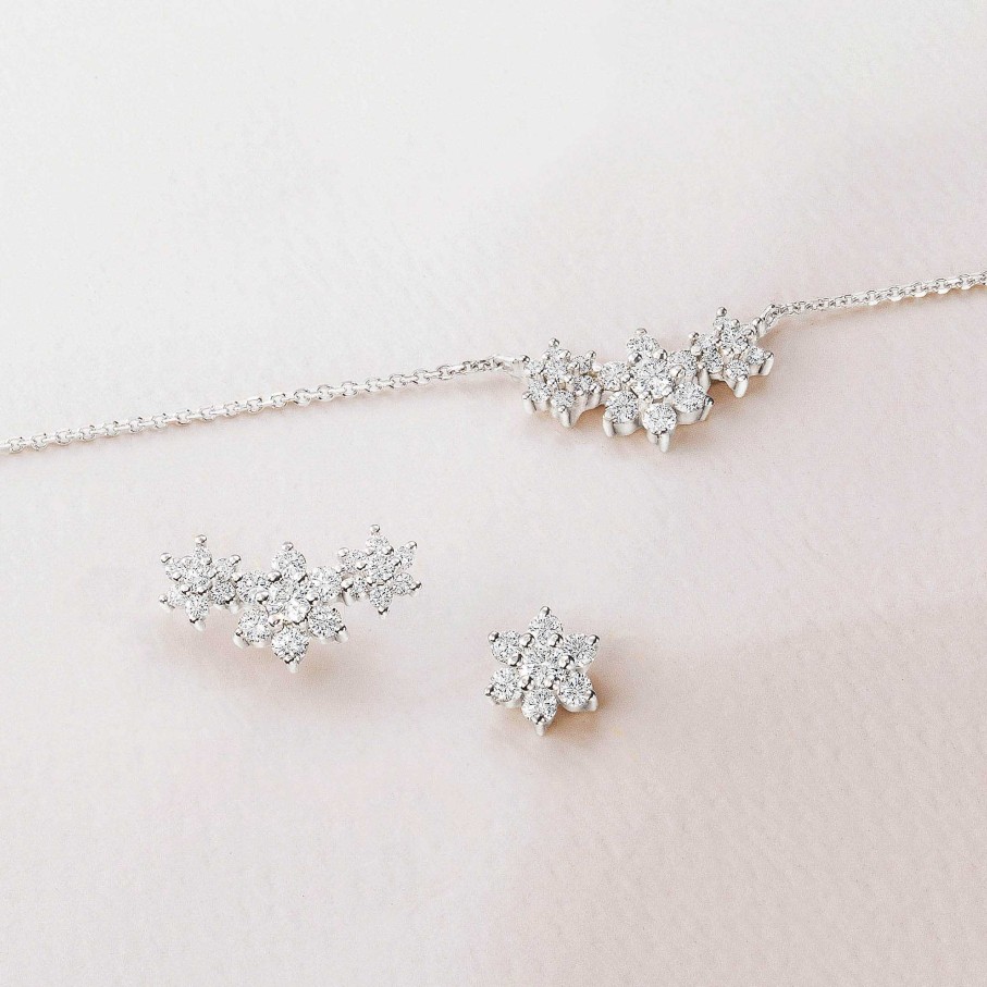 Collares Y Colgantes Mumit | Gargantilla Rosette Trilogy De Diamantes En Oro Blanco De 18 Kt