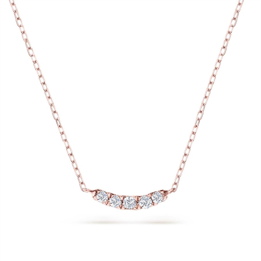 Collares Y Colgantes Mumit | Gargantilla Petite Diamonds Curve En Oro Rosa De 18 Kt