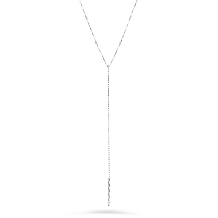 Collares Y Colgantes Mumit | Choker Lariat De Diamantes En Oro Blanco De 18 Kt