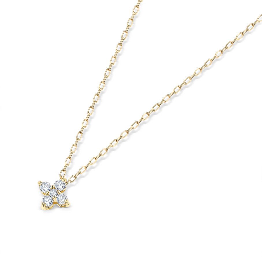 Collares Y Colgantes Mumit | Gargantilla Petite Diamonds Cross En Oro Amarillo De 18 Kt