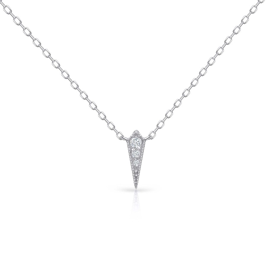 Collares Y Colgantes Mumit | Gargantilla Mithra Single De Diamantes En Oro Blanco De 18 Kt