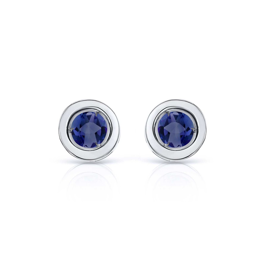 Pendientes Mumit | Pendientes Stud Colors De Zafiro En Oro Blanco De 18 Kt