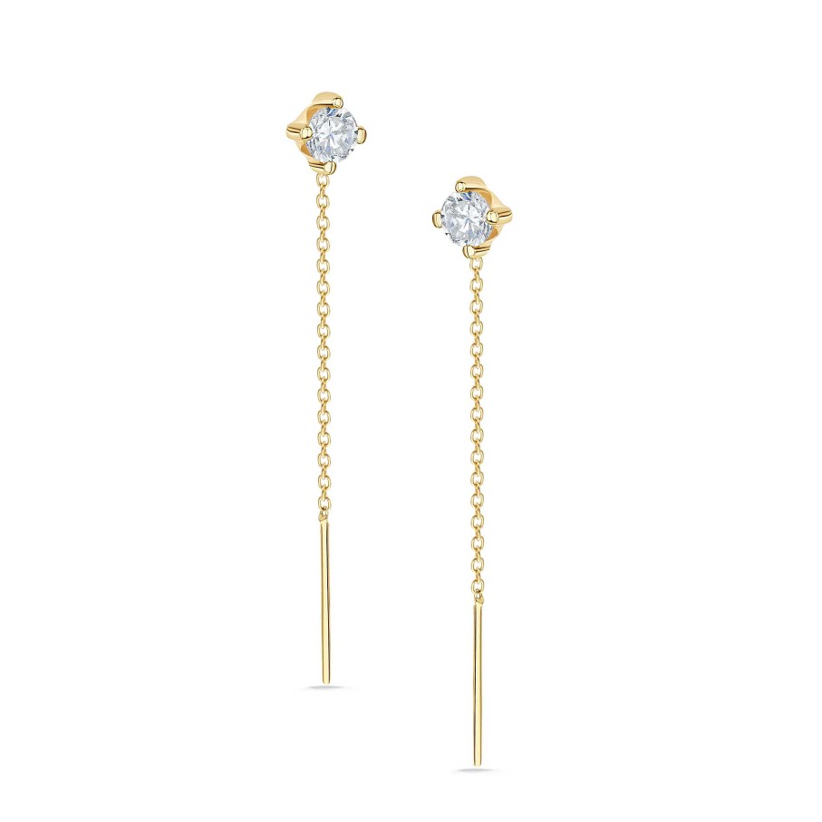 Pendientes Mumit | Pendientes Catena De Topacios Blancos En Oro Amarillo De 18 Kt