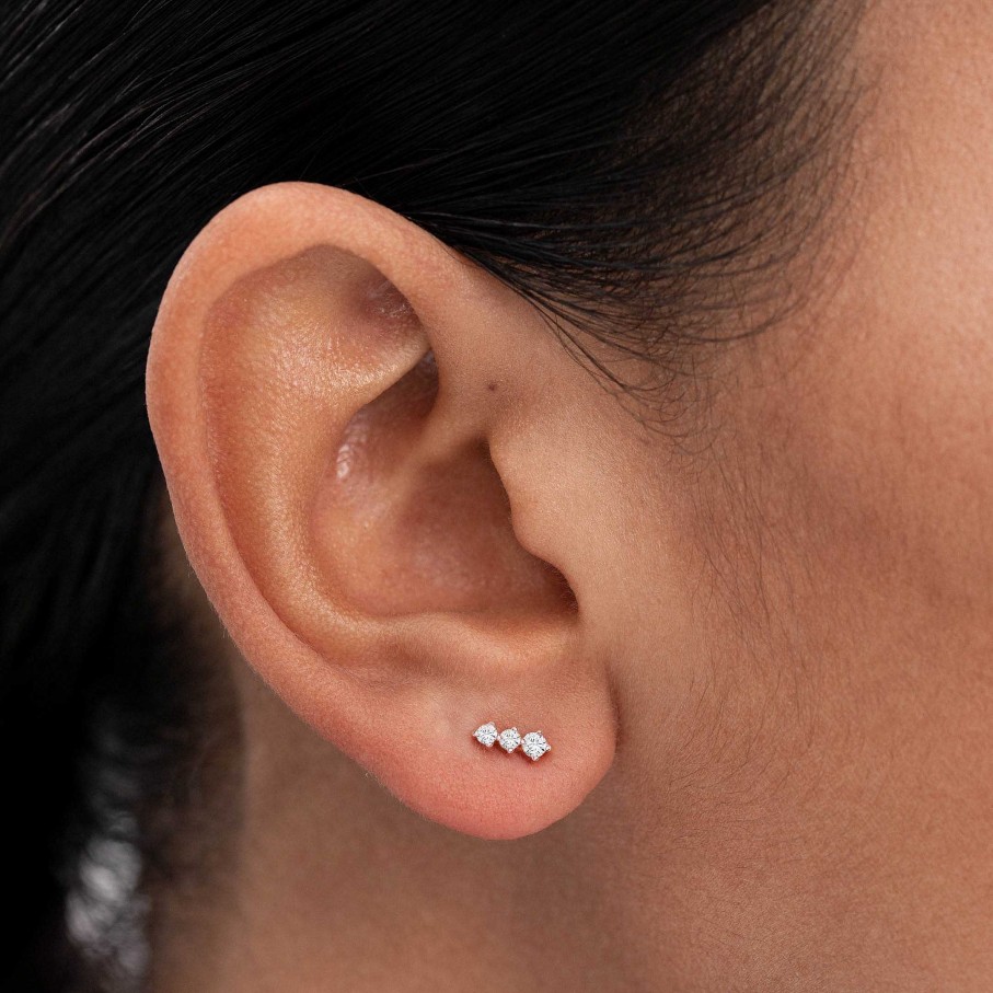 Piercings Mumit | Pendiente Piercing Trinity Diamonds En Oro Rosa De 18 Kt