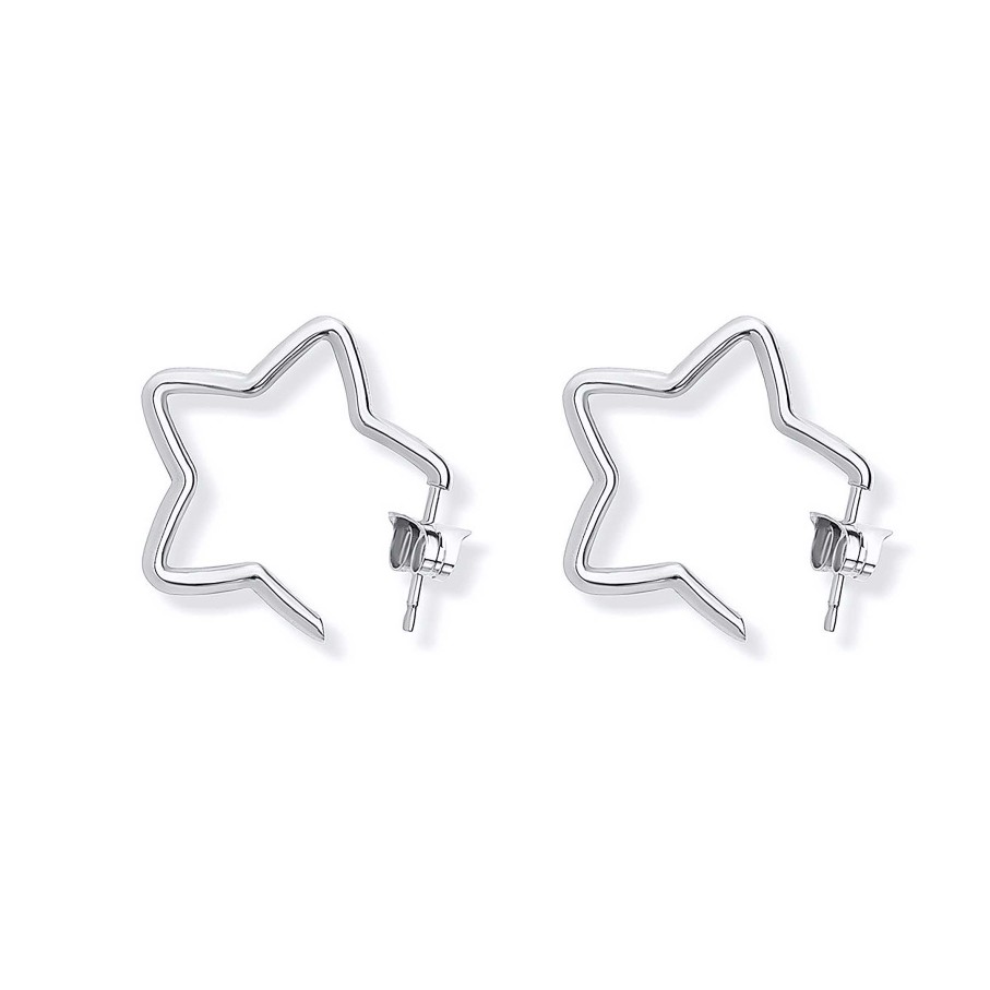 Pendientes Mumit | Pendientes Hyggle Estrella Medio Aro En Oro Blanco De 18 Kt