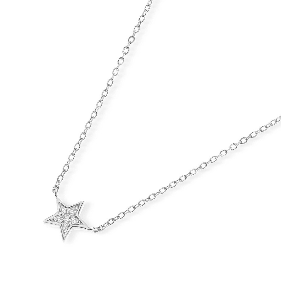 Collares Y Colgantes Mumit | Gargantilla Estrella Moon Diamonds En Oro Blanco De 18 Kt