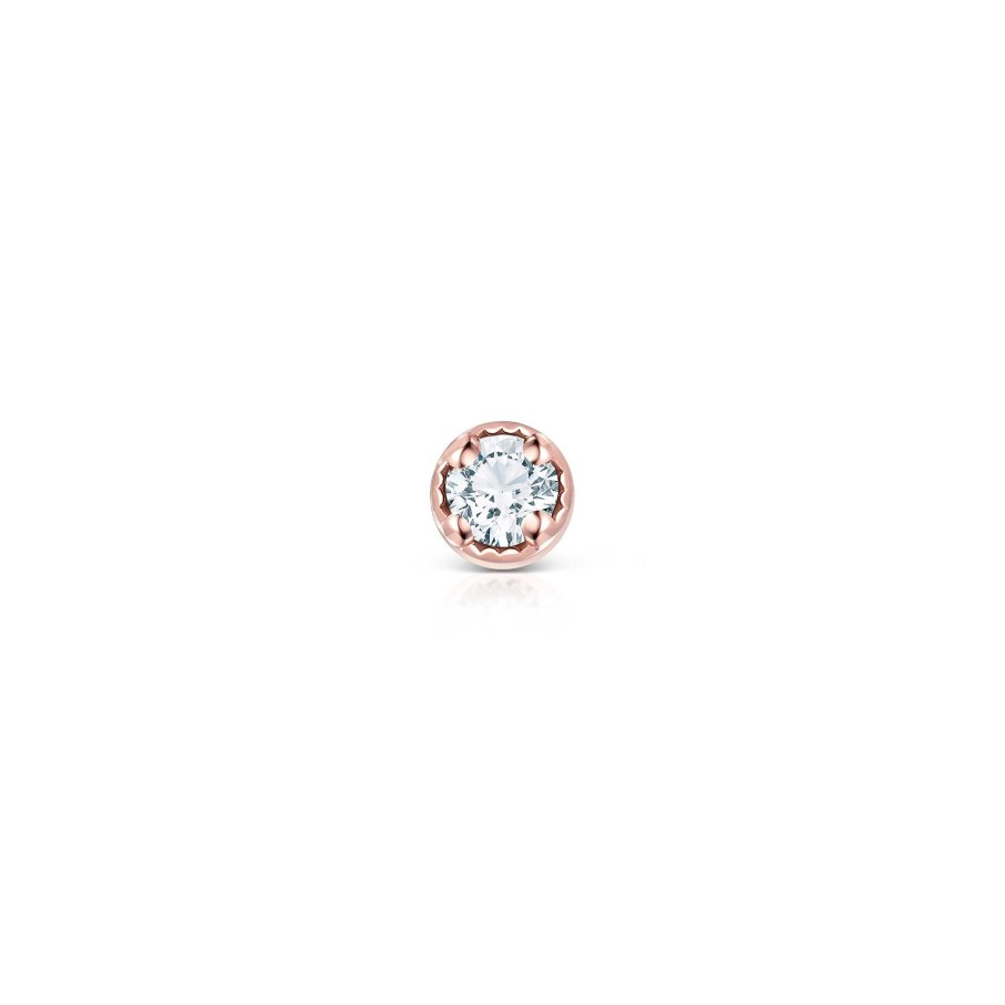 Piercings Mumit | Pendiente Piercing Milgrain Petit De Diamante En Oro Rosa De 18 Kt