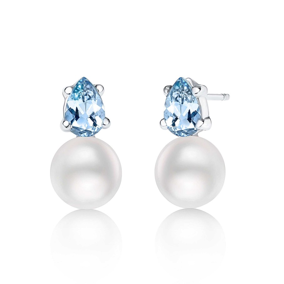 Pendientes Mumit | Pendientes Mabi Blet Bleu De Topacios Azules En Oro Blanco De 18 Kt