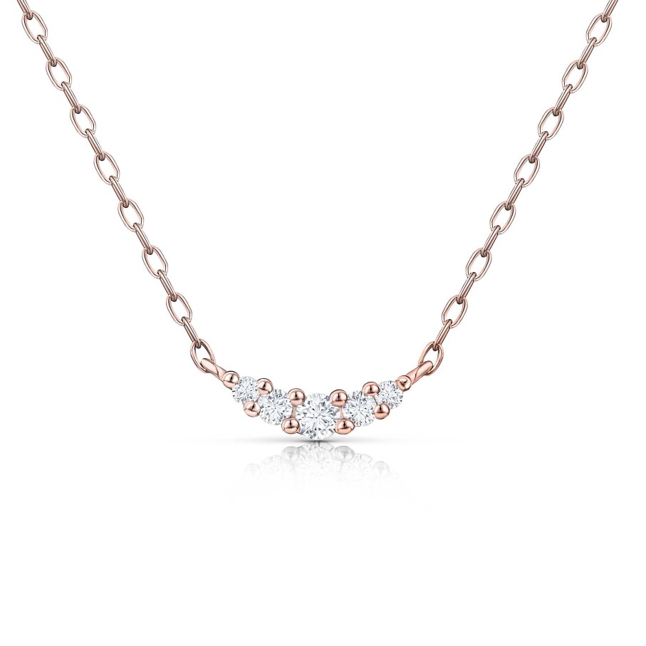 Collares Y Colgantes Mumit | Gargantilla Petite Diamonds Wave En Oro Rosa De 18 Kt