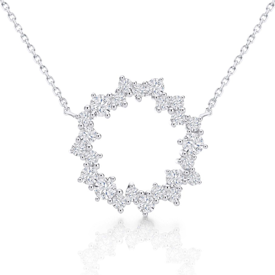 Collares Y Colgantes Mumit | Gargantilla Circular Luz De Luna De Diamantes En Oro Blanco De 18 Kt