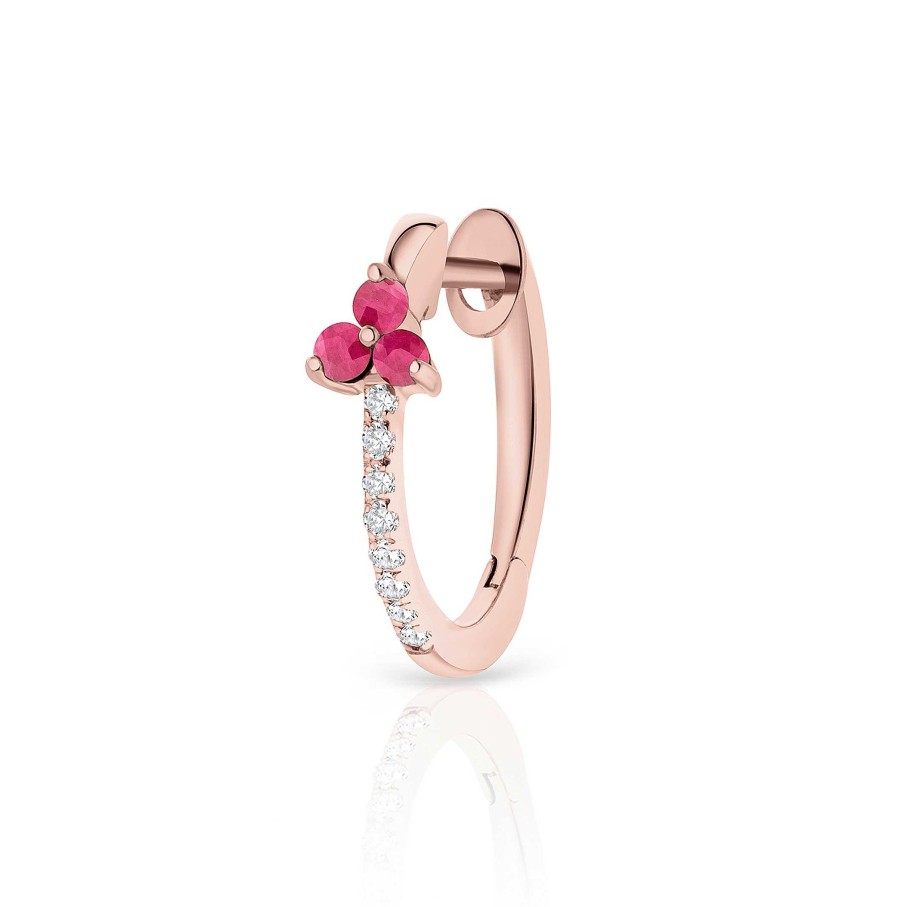 Piercings Mumit | Pendiente Piercing Milett Rub Es Y Diamantes En Oro Rosa De 18 Kt