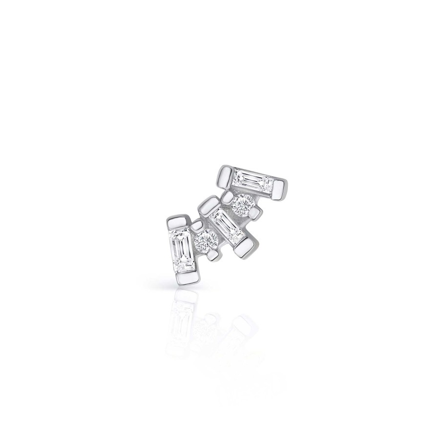 Piercings Mumit | Pendiente Piercing Isabelle De Diamantes En Oro Blanco De 18 Kt