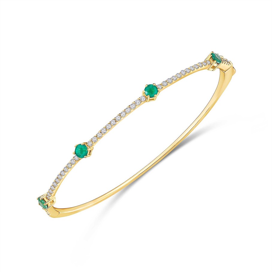 Pulseras Mumit | Pulsera Nina De Esmeraldas Y Diamantes En Oro Amarillo De 18 Kt