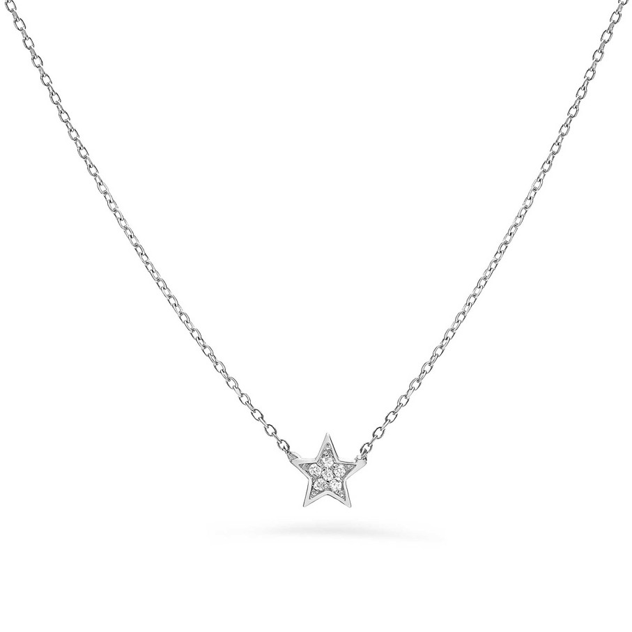 Collares Y Colgantes Mumit | Gargantilla Estrella Moon Diamonds En Oro Blanco De 18 Kt