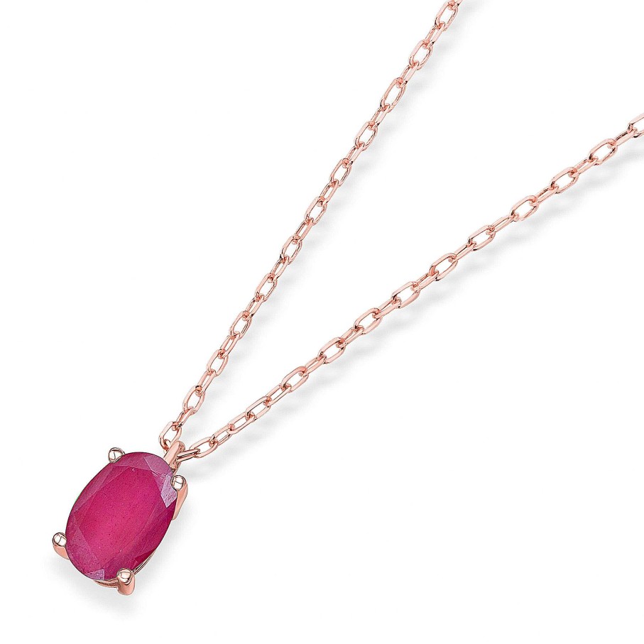 Collares Y Colgantes Mumit | Gargantilla De Rub Oval Vertical En Oro Rosa De 18 Kt