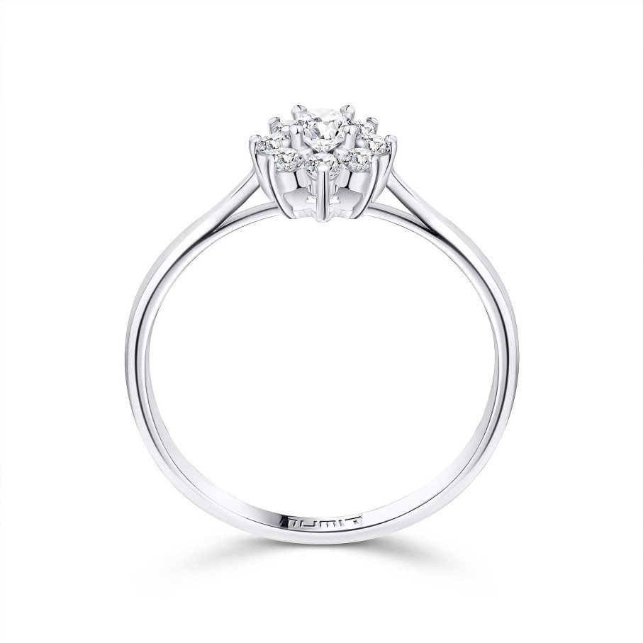 Sortijas Mumit | Sortija Rosette Solitaire De Diamantes 0,34 Cts. En Oro Blanco De 18 Kt