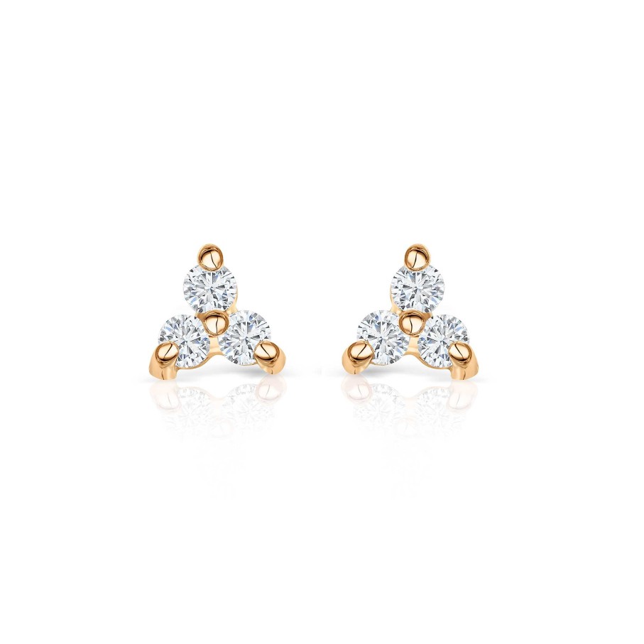 Pendientes Mumit | Pendientes Clover Mini De Diamantes En Oro Amarillo De 18 Kt