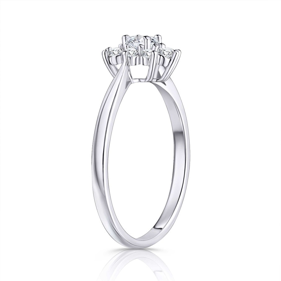 Sortijas Mumit | Sortija Rosette Solitaire De Diamantes 0,48 Cts. En Oro Blanco De 18 Kt