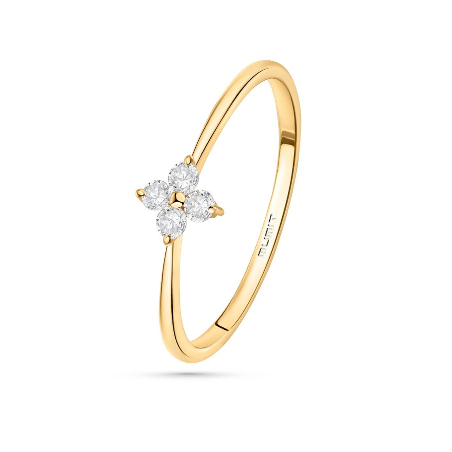 Sortijas Mumit | Sortija Petite Diamonds Cross En Oro Amarillo De 18 Kt