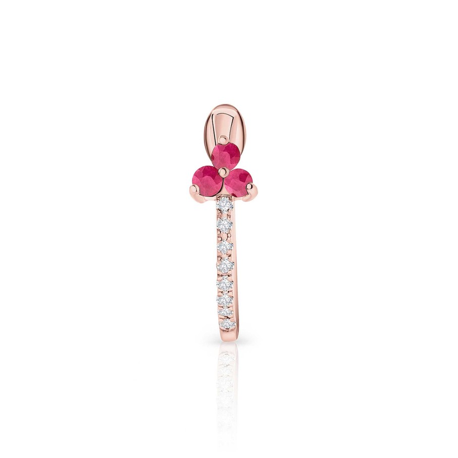 Piercings Mumit | Pendiente Piercing Milett Rub Es Y Diamantes En Oro Rosa De 18 Kt