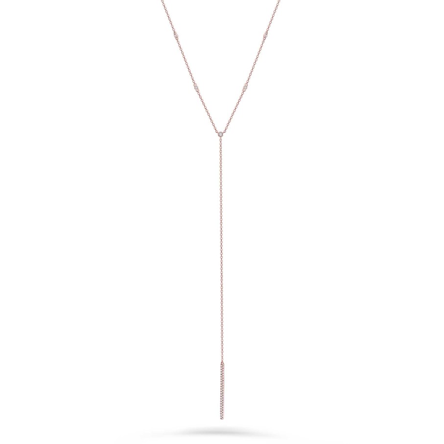 Collares Y Colgantes Mumit | Choker Lariat De Diamantes En Oro Rosa De 18 Kt