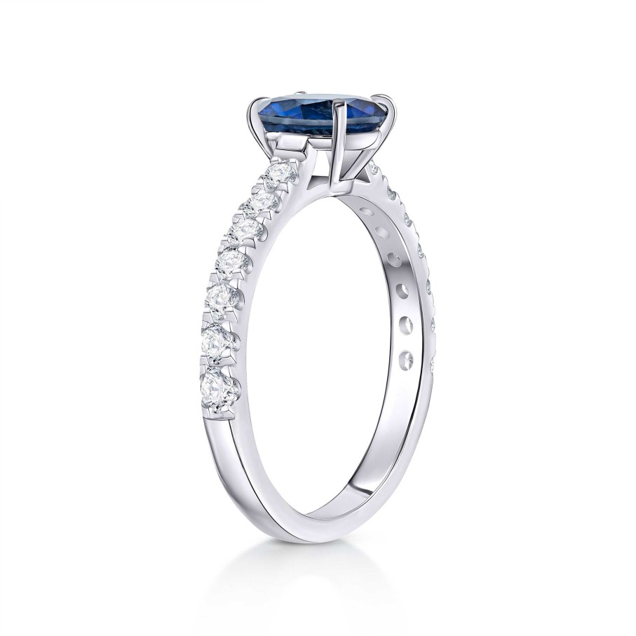 Sortijas Mumit | Sortija Ivy De Zafiro Y Diamantes 0,65 Cts. En Oro Blanco De 18 Kt